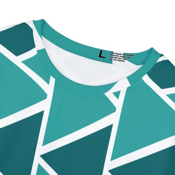 Geometric Women's Tee, Teal Turquoise Shirt, Trendy Short Sleeve Top, Graphic Pattern Blouse, Modern Fashion Apparel - Image 6