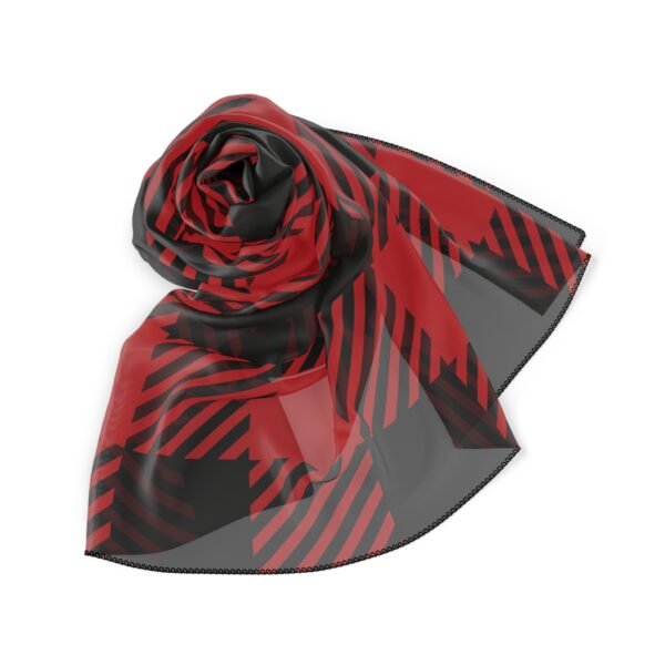 Red and Black plaid Poly Scarf - Image 3