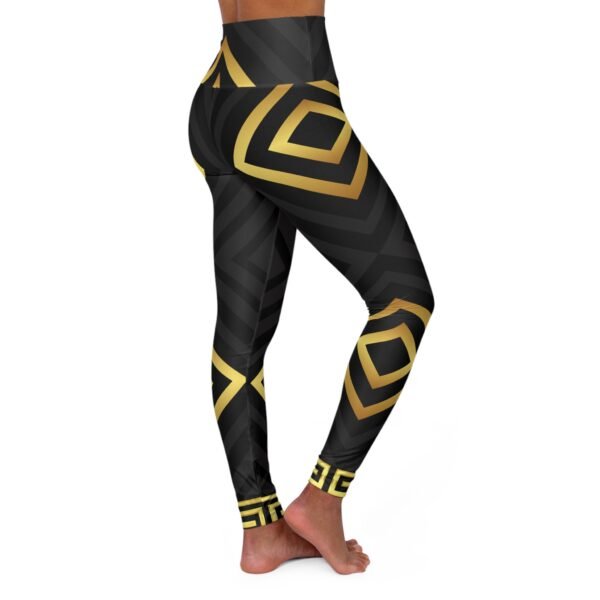 Gold and Black Yoga Leggings, Workout Pants, Fitness Leggings, Activewear, Stretchy Athletic Bottoms - Image 4