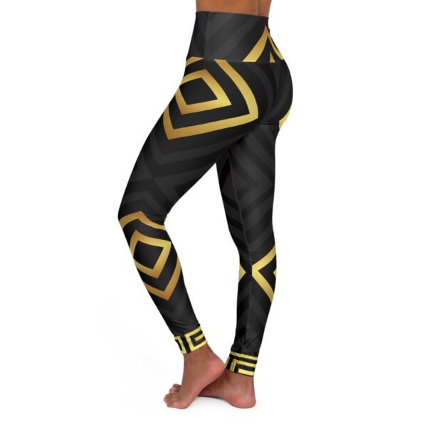 Gold and Black Yoga Leggings, Workout Pants, Fitness Leggings, Activewear, Stretchy Athletic Bottoms - Image 3