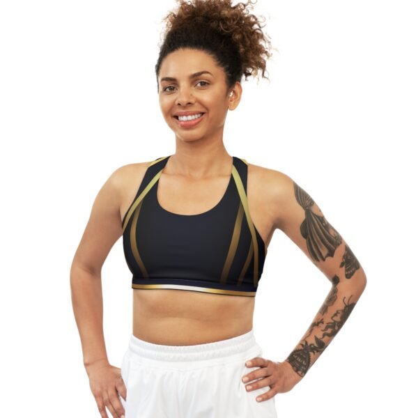 Navy and Gold Stripe Sports Bra, Workout Bra, Athletic Top, Gym Bra, Yoga Bra, Active Wear