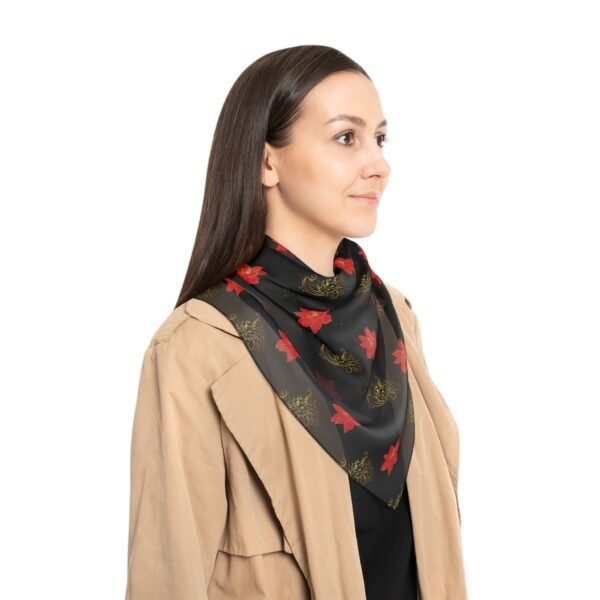 red and gold floral Poly Scarf