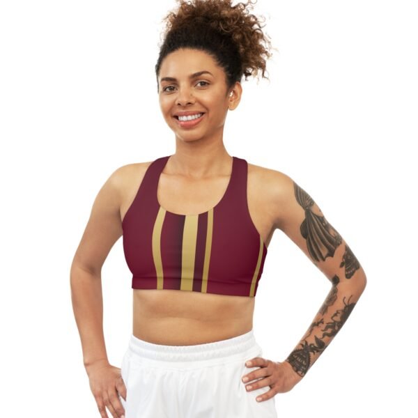 Burgundy and Gold Seamless Sports Bra, Workout Bra, Athletic Top, Gym Wear, Fitness Clothing, Sports Bra for Women