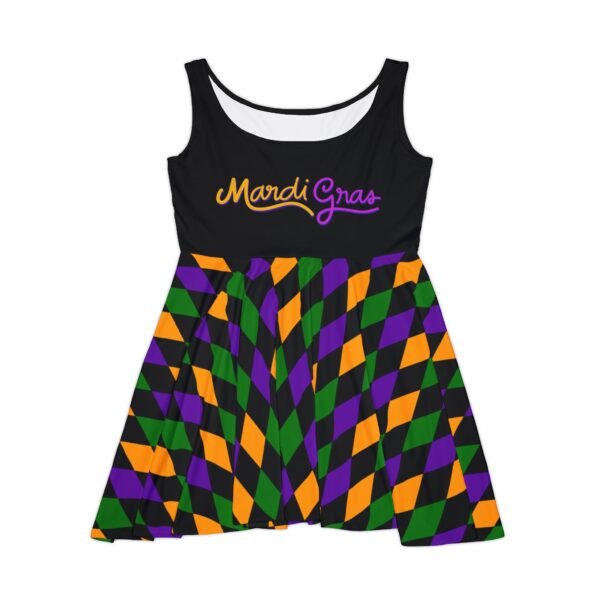 Mardi Gras Skater Dress for Women, Carnival Theme Fashion,  Purple Green Gold Attire - Image 2