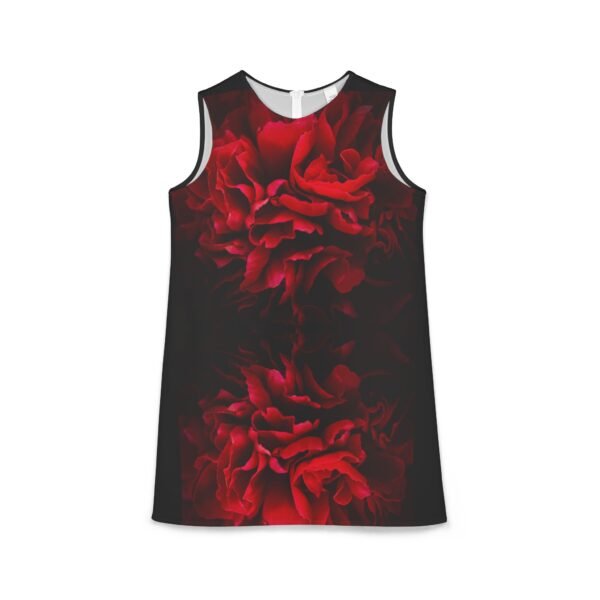 Floral A-line Dress, Red Black Sleeveless  Dress, Elegant Midi Dress - Image 2