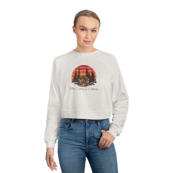 Women's The cabin is calling fall Cropped Fleece Pullover - Image 7