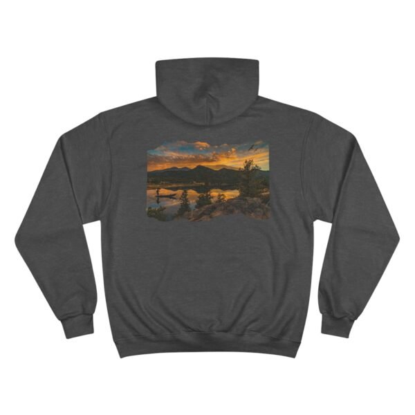 Mountain Sunset Champion Hoodie, Fishing Outdoor Adventure Sweatshirt, Nature Lover Gift, Camping Clothing, Cozy Pullover Hoodie - Image 14