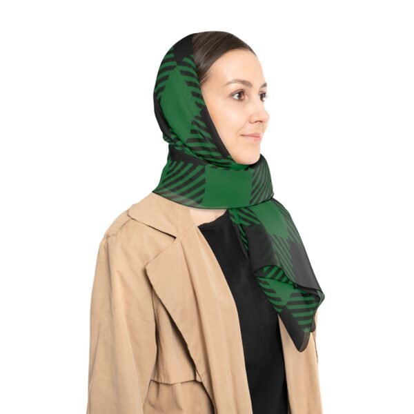 Green and Black plaid Poly Scarf - Image 6