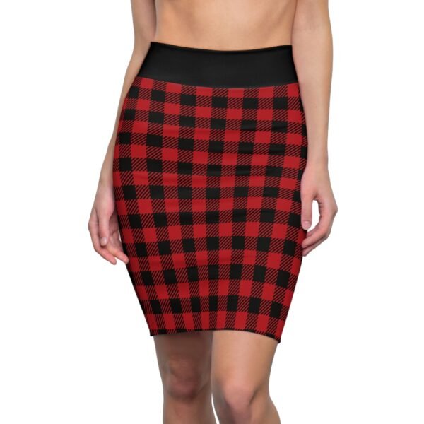 Women's black and red Plaid Pencil Skirt