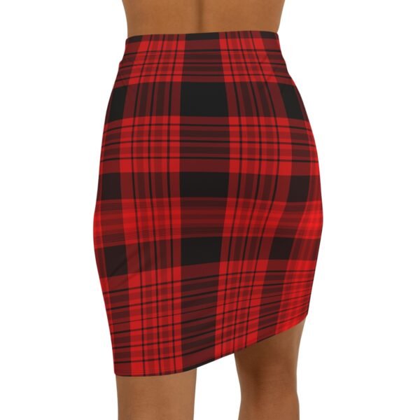 Women's Pencil Skirt - Black and Red plaid Design - Image 2