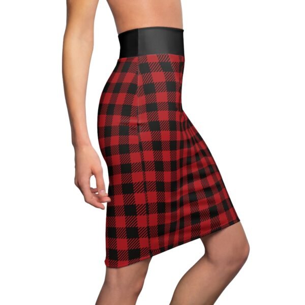 Women's black and red Plaid Pencil Skirt - Image 3