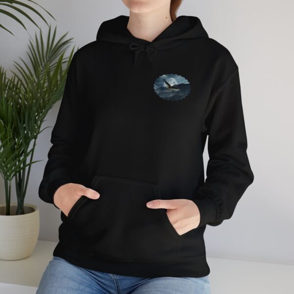 Eagle Moon Mountain Hoodie, Nature Lover Gift, Outdoor Adventure Sweatshirt, Wilderness Graphic Jumper, Animal Lover Pullover, Night Sky - Image 16