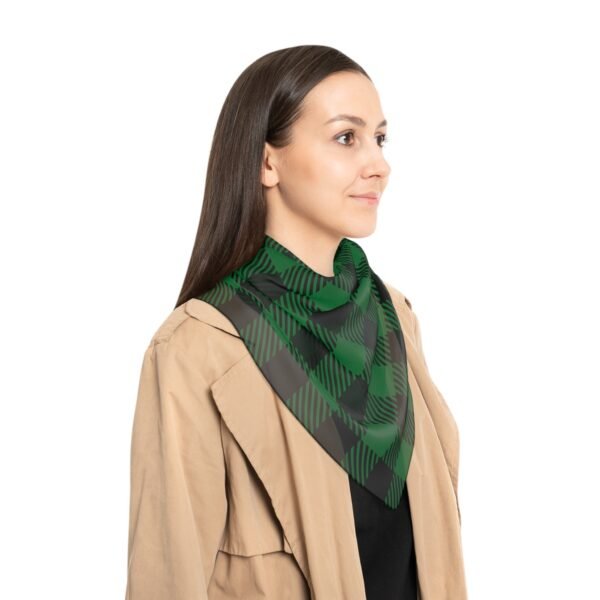 Green and Black plaid Poly Scarf