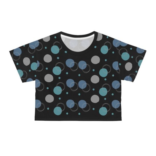 Circle Pattern Crop Tee, Blue and Black Crop Top, Adorable Crop Shirt, Trendy Cropped T-shirt, Cute Crop Blouse - Image 4