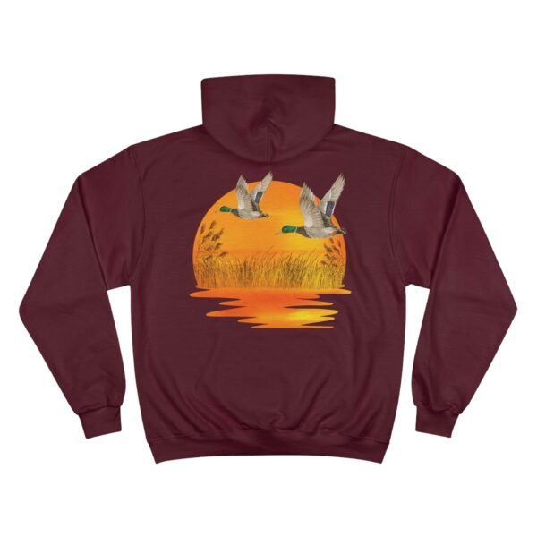 Outdoor Champion Hoodie - Ducks Flying Over Sunset Design for Wildlife and Outdoor Lovers - Image 26