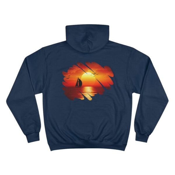 Sailing at Sunset Champion Hoodie - Beautiful Water, Nautical Pullover, Ocean Lover Gift, Sailboat Clothing, Beach Sunset Sweatshirt