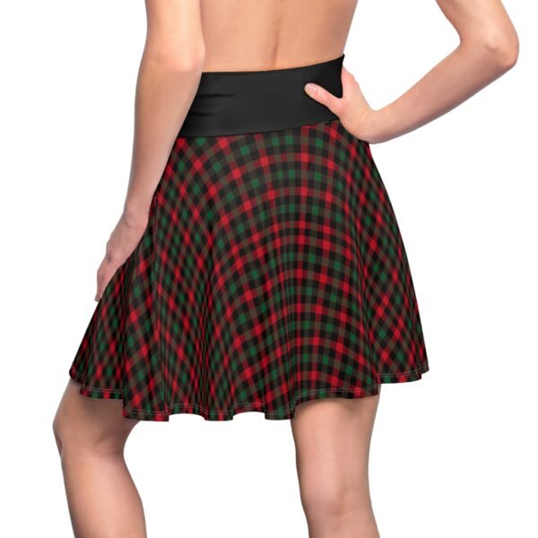 Christmas Plaid Skater Skirt, Festive Party Holiday Skirt, Women's Xmas Mini Skirt, Red Green Plaid Flare Skirt, Christmas Party Outfit, - Image 3