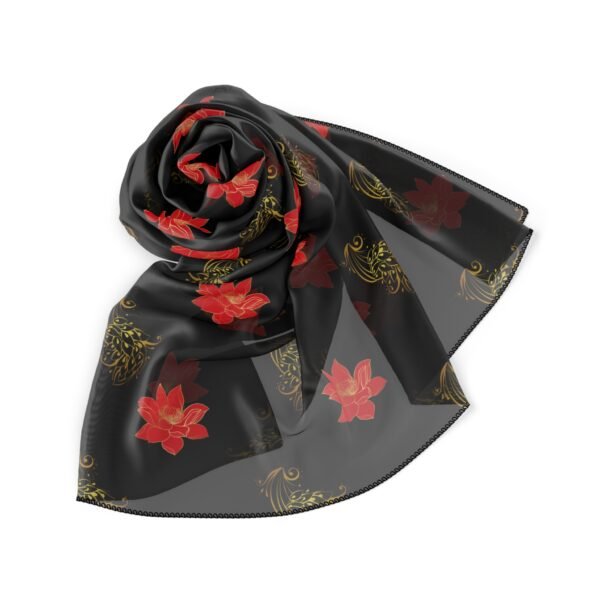 red and gold floral Poly Scarf - Image 3