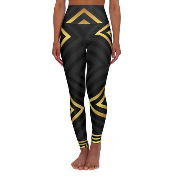 Gold and Black Yoga Leggings, Workout Pants, Fitness Leggings, Activewear, Stretchy Athletic Bottoms