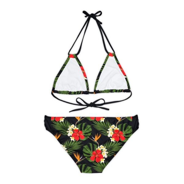 Tropical Flower Bikini Set, Black and Red Swimsuit, Floral Strappy Bathing Suit, Beach Vacation Swimwear, Summer Poolside Attire - Image 10