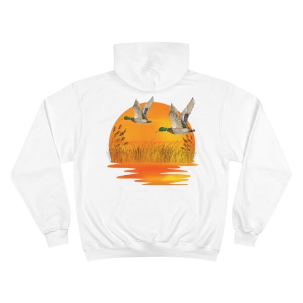 Outdoor Champion Hoodie - Ducks Flying Over Sunset Design for Wildlife and Outdoor Lovers - Image 6