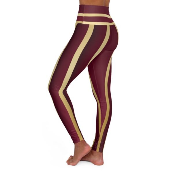 Burgundy and Gold Yoga Leggings, Athletic Pants, Workout Tights, Fitness Leggings, Gym Wear, Active Bottoms - Image 3