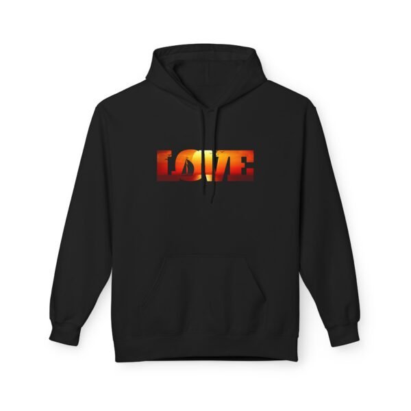 Hoodie, Love Frame Sunset Sailing Graphic, Gifts for Nature Lovers, Cozy Sweatshirt, Nautical Apparel, Beachwear, Unisex Outerwear - Image 2