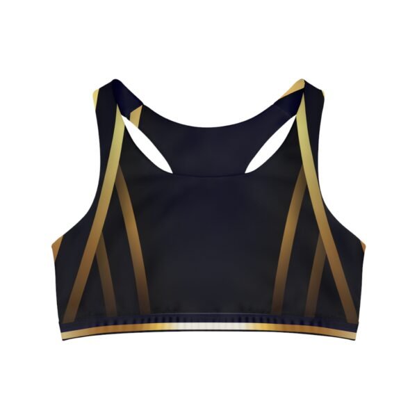 Navy and Gold Stripe Sports Bra, Workout Bra, Athletic Top, Gym Bra, Yoga Bra, Active Wear - Image 2