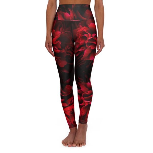 Red and Black Floral Leggings, Women's Activewear, Workout Pants, Yoga Tights, Athletic Apparel