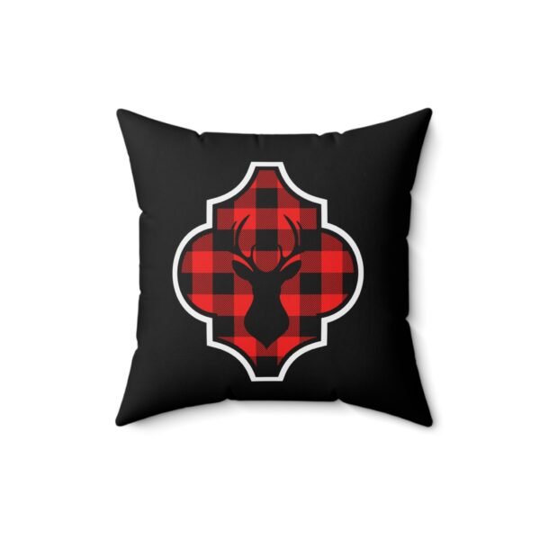 Black and white plaid deer Spun Polyester Square Pillow - Image 4