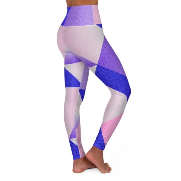 Yoga Leggings, Pink White Blue, Fun High Waisted Workout Pants, Exercise Tights, Fitness Apparel, Stretchy Pilates Bottoms - Image 4