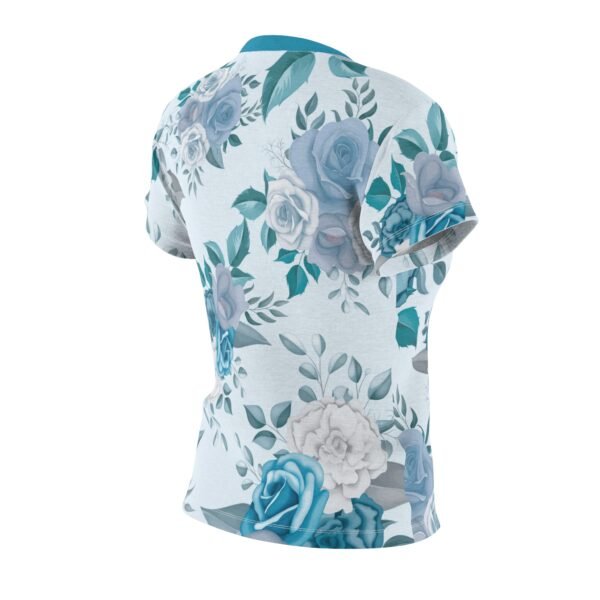 Blue Rose Pattern Women's Tee, Floral Print T-shirt, Fashion Top for Her, Summer Clothing - Image 6