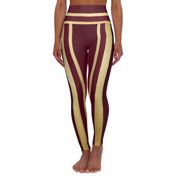 Burgundy and Gold Yoga Leggings, Athletic Pants, Workout Tights, Fitness Leggings, Gym Wear, Active Bottoms