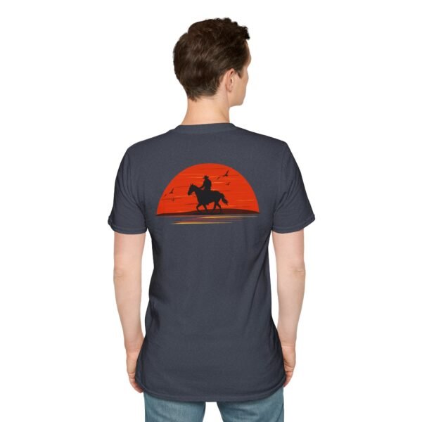 Men's horse riding into sunset Softstyle T-Shirt