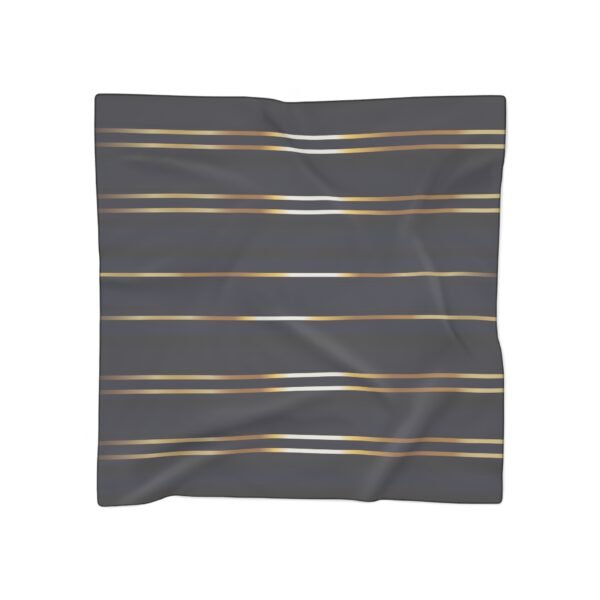 Striped Poly Scarf, Navy and Gold Chiffon Scarf, Lightweight Fashion Accessory, Elegant Neck Wrap, Trendy Headscarf, Versatile Hair Scarf - Image 2