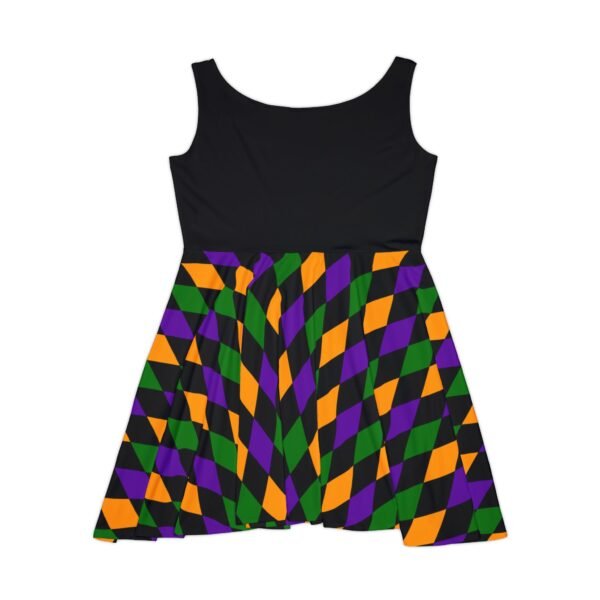 Mardi Gras Skater Dress for Women, Carnival Theme Fashion,  Purple Green Gold Attire - Image 3