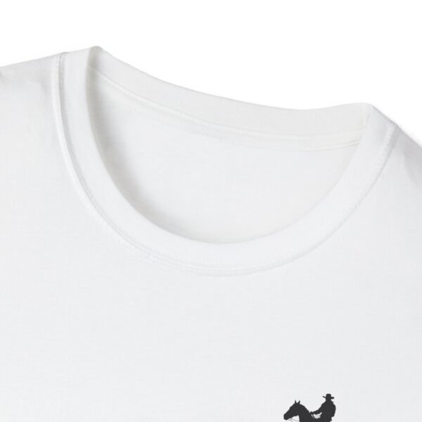 Men's horse riding into sunset Softstyle T-Shirt - Image 8