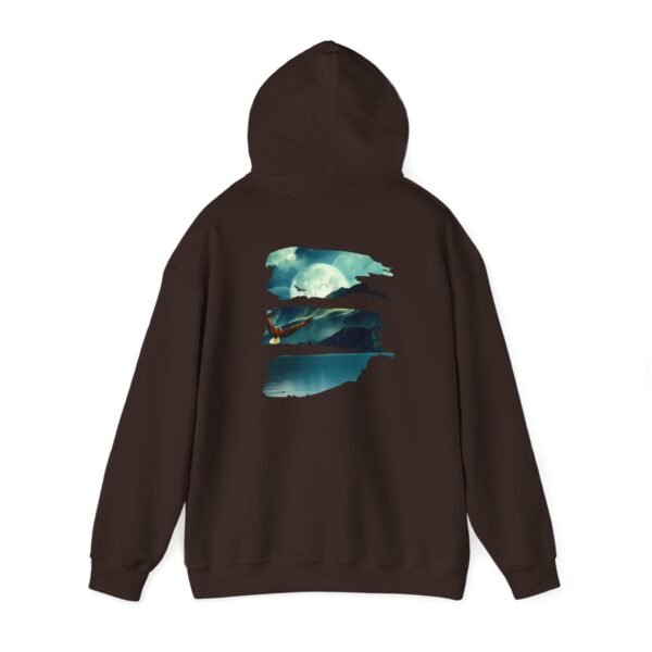 Eagle Moon Mountain Hoodie, Nature Lover Gift, Outdoor Adventure Sweatshirt, Wilderness Graphic Jumper, Animal Lover Pullover, Night Sky - Image 20