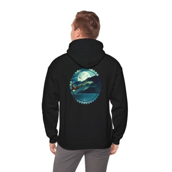 Eagle Full Moon Mountain Hoodie, Nature Lover Gift, Wildlife Sweatshirt, Outdoor Adventure Clothing, Unisex Hooded Jumper