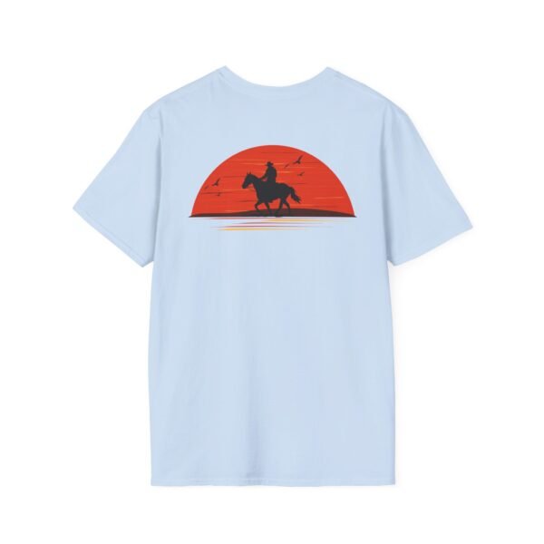 Men's horse riding into sunset Softstyle T-Shirt - Image 40