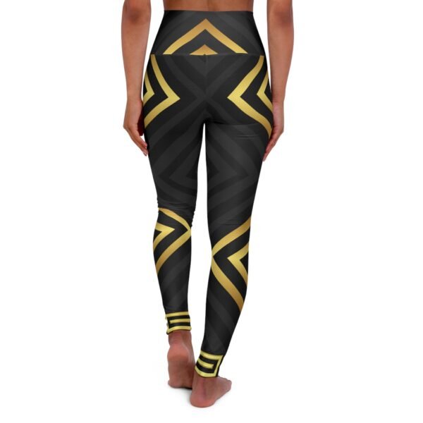 Gold and Black Yoga Leggings, Workout Pants, Fitness Leggings, Activewear, Stretchy Athletic Bottoms - Image 2