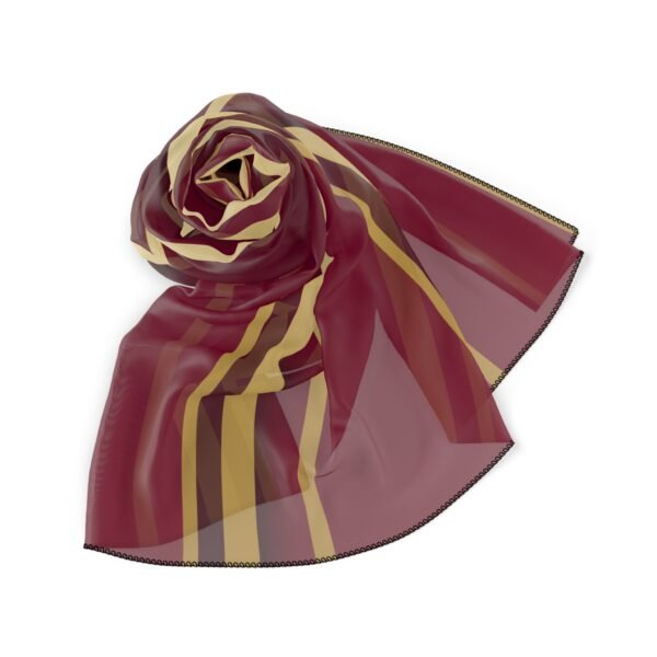 Gold and burgundy striped Poly chiffon Scarf - Image 5