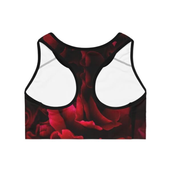 Floral Sports Bra - Black and Red Athletic Fitness Top, Workout Crop Tank, Yoga Activewear, Gym Exercise Shirt, Running Gear, Women's - Image 3