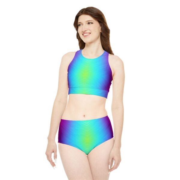 Sporty Bikini Set, Athletic Swimwear, Colorful Swimsuit, Gradient Bathing Suit, Beach Ready Bikini, Summer Pool Outfit