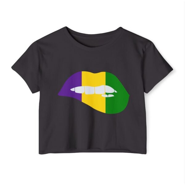 Crop Top, Mardi Gras Color Lips Festival Shirt, Women's Boho Music Festival Top, Cute Summer Carnival Tee, Crop Shirt for Her, Rave Crop Top - Image 11