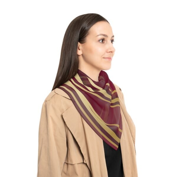 Gold and burgundy striped Poly chiffon Scarf