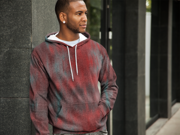 Stylish Streak Pattern Unisex Pullover Hoodie for Warmth and Comfort, Red Blue Sweatshirt, Fashionable Outerwear, Cozy Winter Apparel, - Image 6
