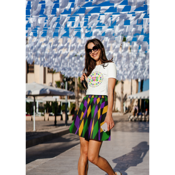 Women's Mardi Gras pattern Skater Skirt - Image 4