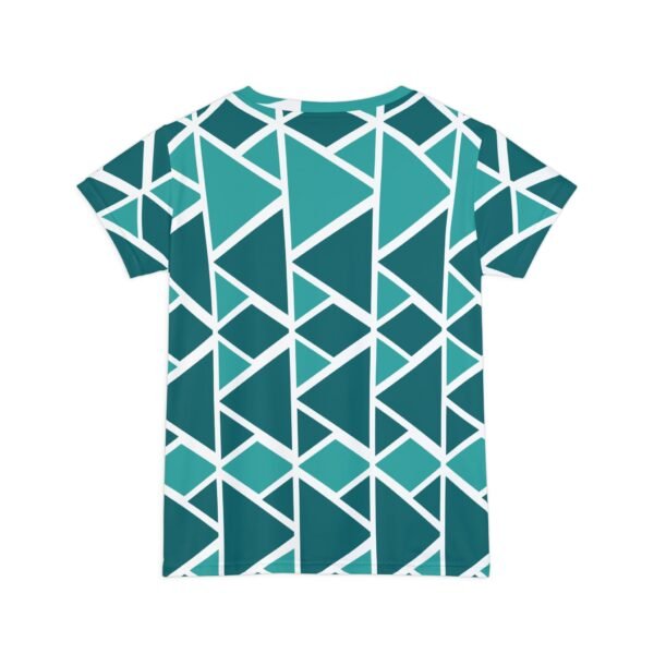 Geometric Women's Tee, Teal Turquoise Shirt, Trendy Short Sleeve Top, Graphic Pattern Blouse, Modern Fashion Apparel - Image 5