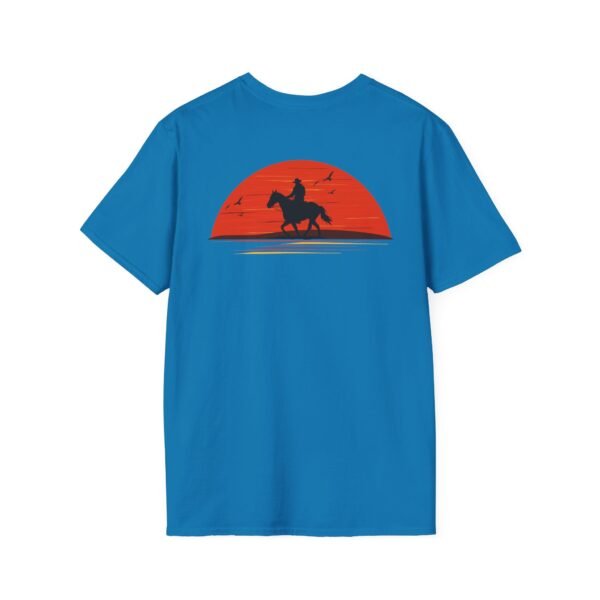 Men's horse riding into sunset Softstyle T-Shirt - Image 48